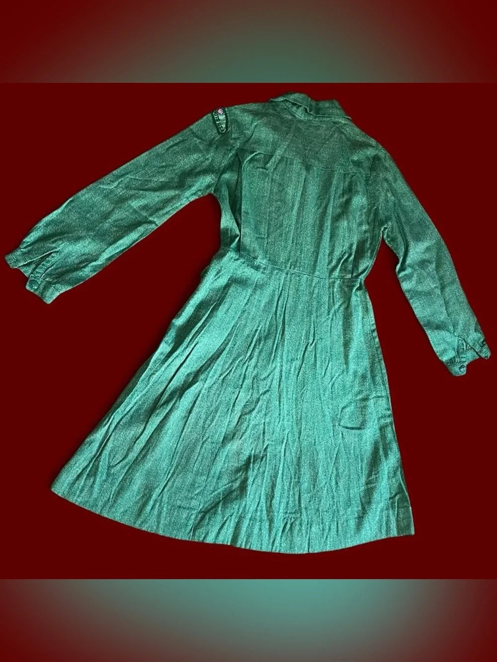 1950s TRUE VINTAGE • RARE 50s Girl Scouts Long Sleeve Cotton Mini Dress